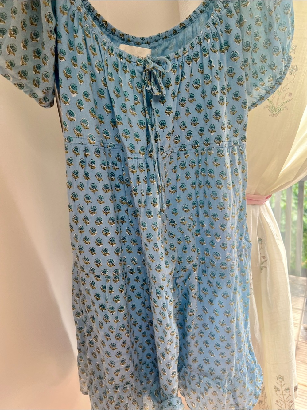 Daughters of India Blue Floral Off-Shoulder Dress